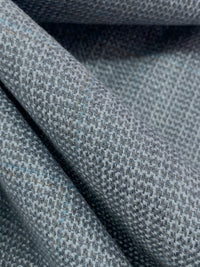Slate Blue/Dusty Laurel Green/Dark Tan Wool/Blend Windowpane Plaid Tweed Flannel Suiting 59W