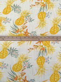 Marigold/Off-White/Pearl Aqua/Multi Linen/Rayon Tropical Pineapple Print Shirt Weight Woven 56W