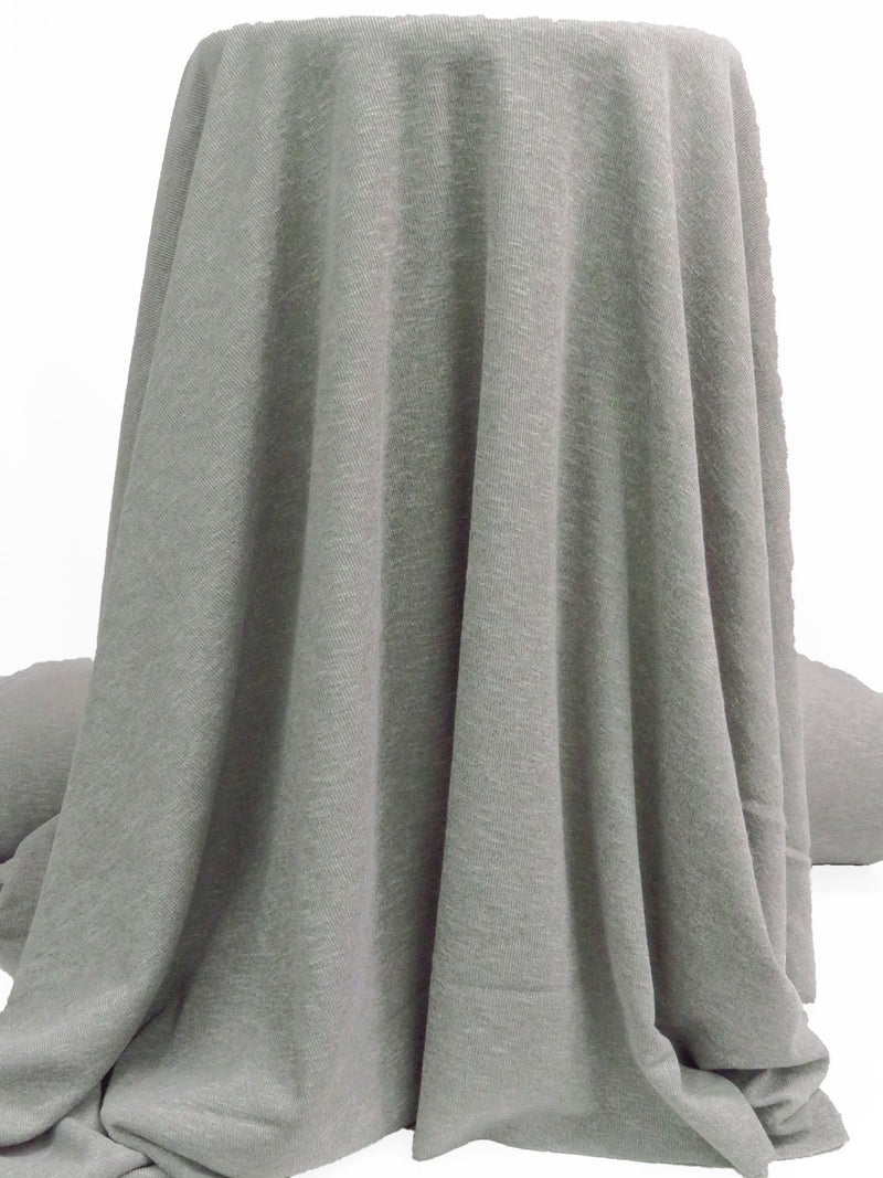 Cloud Gray Polyester/Lycra Heathered Brushed Rib Sweater Knit - NY Designer - 58W