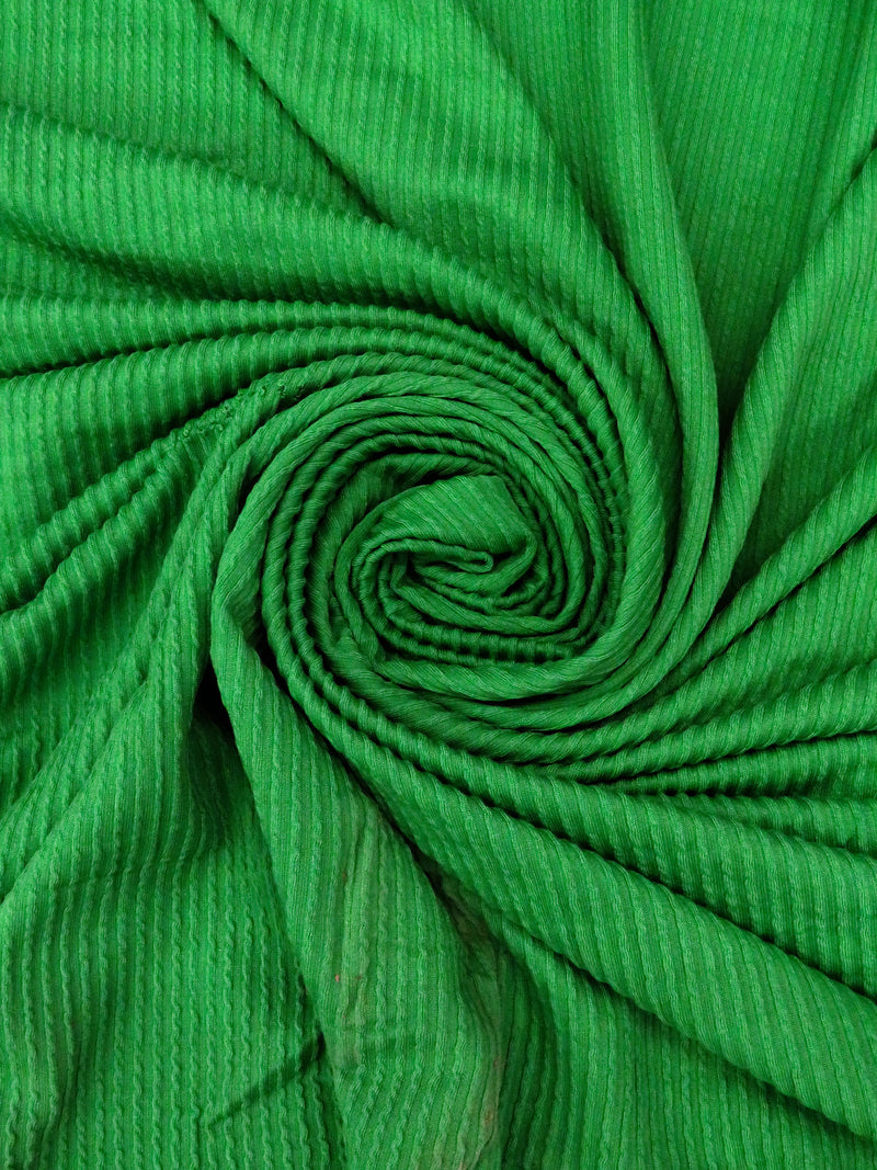 Kelly Green Rayon/Polyester/Lycra Crinkle Rib Double Knit - NY Designer - 58W