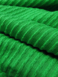 Kelly Green Rayon/Polyester/Lycra Crinkle Rib Double Knit - NY Designer - 58W