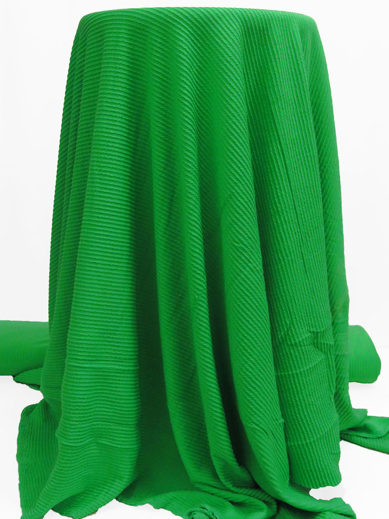 Kelly Green Rayon/Polyester/Lycra Crinkle Rib Double Knit - NY Designer - 58W