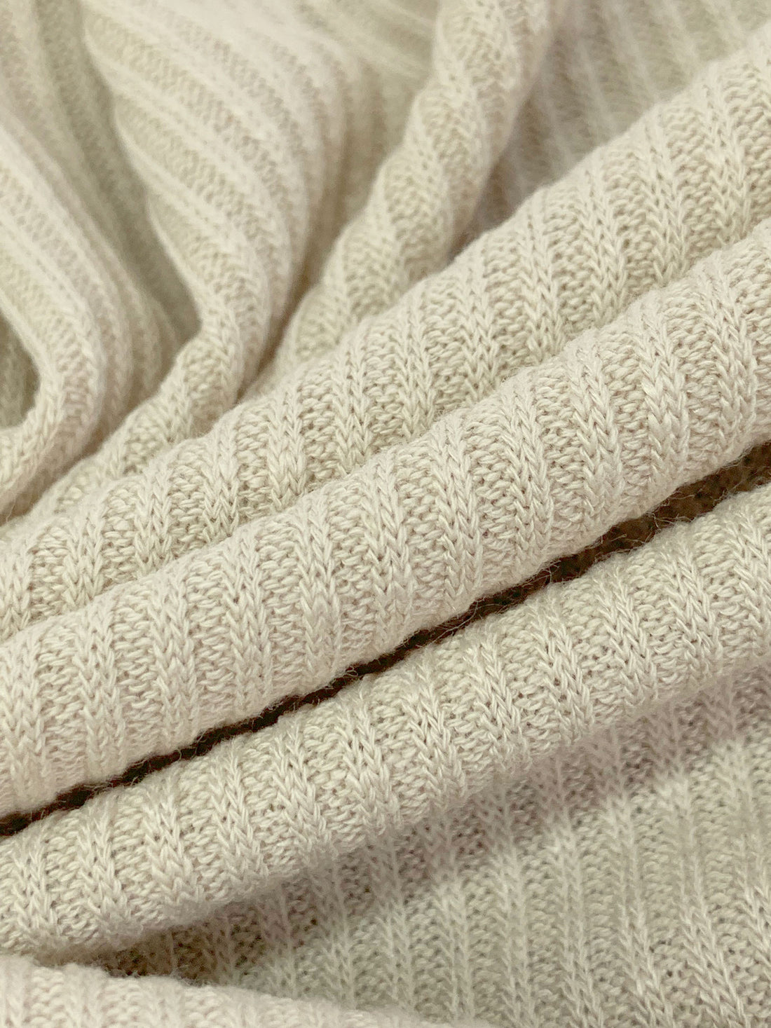 Soft Sandalwood Beige Polyester/Rayon/Lycra Ribbed Sweater Knit - Michael Stars - 50W