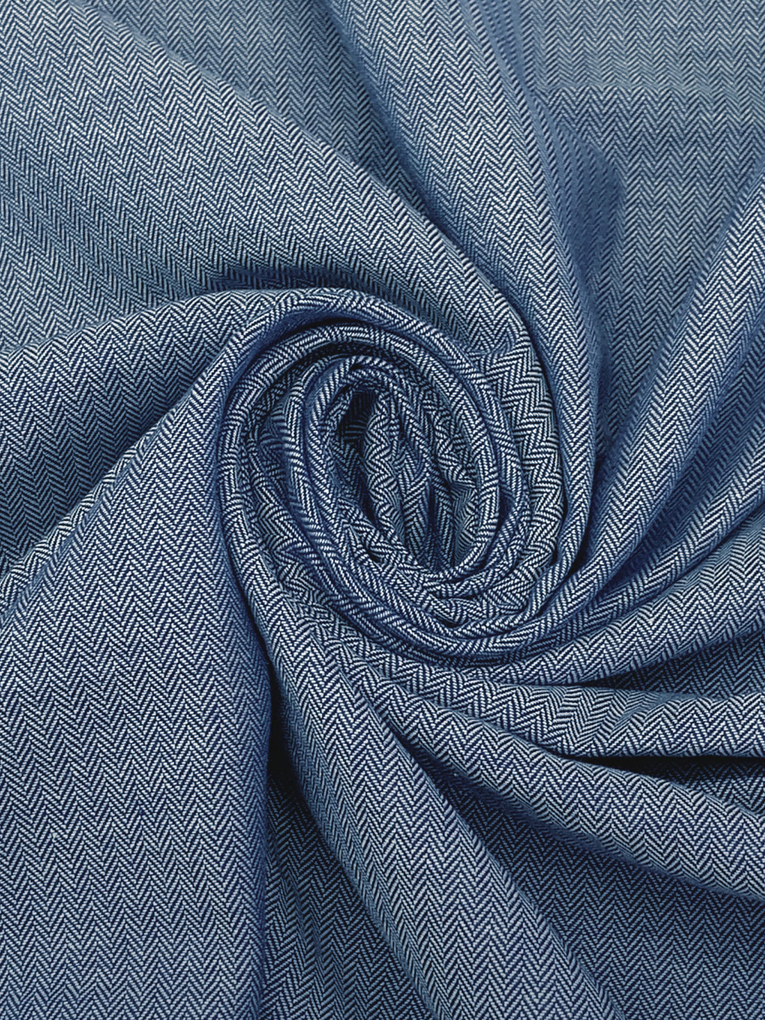Dark Lapis Blue/White 100% Cotton Herringbone Weave Suiting 56W