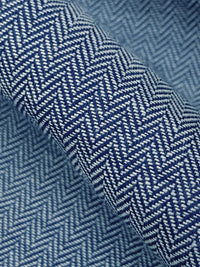 Dark Lapis Blue/White 100% Cotton Herringbone Weave Suiting 56W