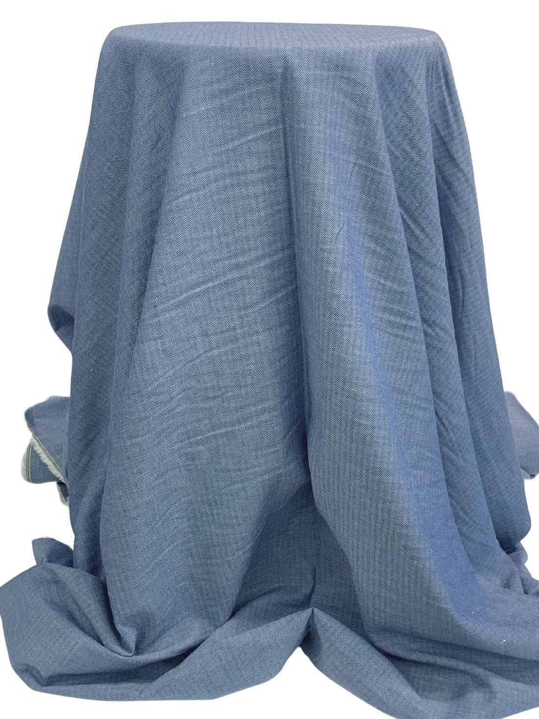 Dark Lapis Blue/White 100% Cotton Herringbone Weave Suiting 56W