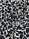 White/True Blue/Black Polyester/Lycra Animal Print Jersey Knit 60W