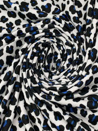 White/True Blue/Black Polyester/Lycra Animal Print Jersey Knit 60W