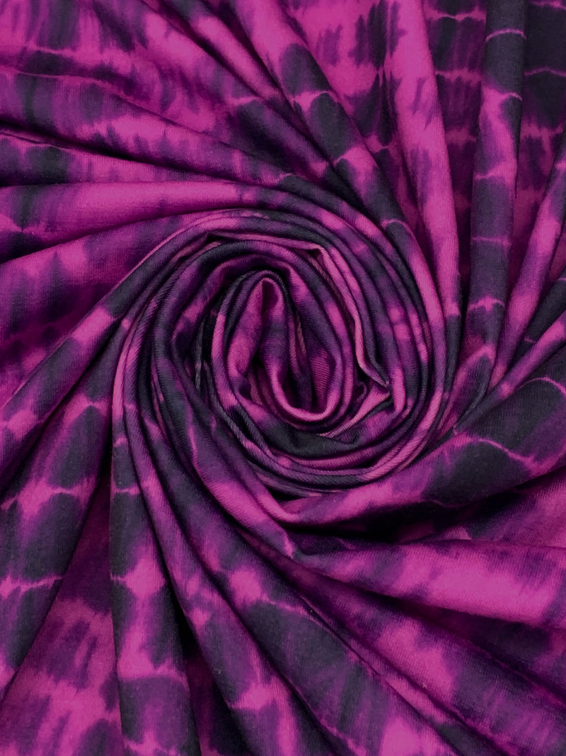 Imperial Purple/Fandango Pink Polyester/Lycra Abstract Streaks Print Jersey Knit 58W