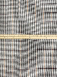 White/Dark Tan/Black/Multi 100% Cotton Pinwheel Houndstooth Plaid Weave Shirting - Imported From Japan - 43W