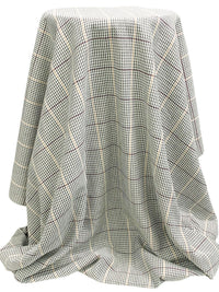 White/Dark Tan/Black/Multi 100% Cotton Pinwheel Houndstooth Plaid Weave Shirting - Imported From Japan - 43W