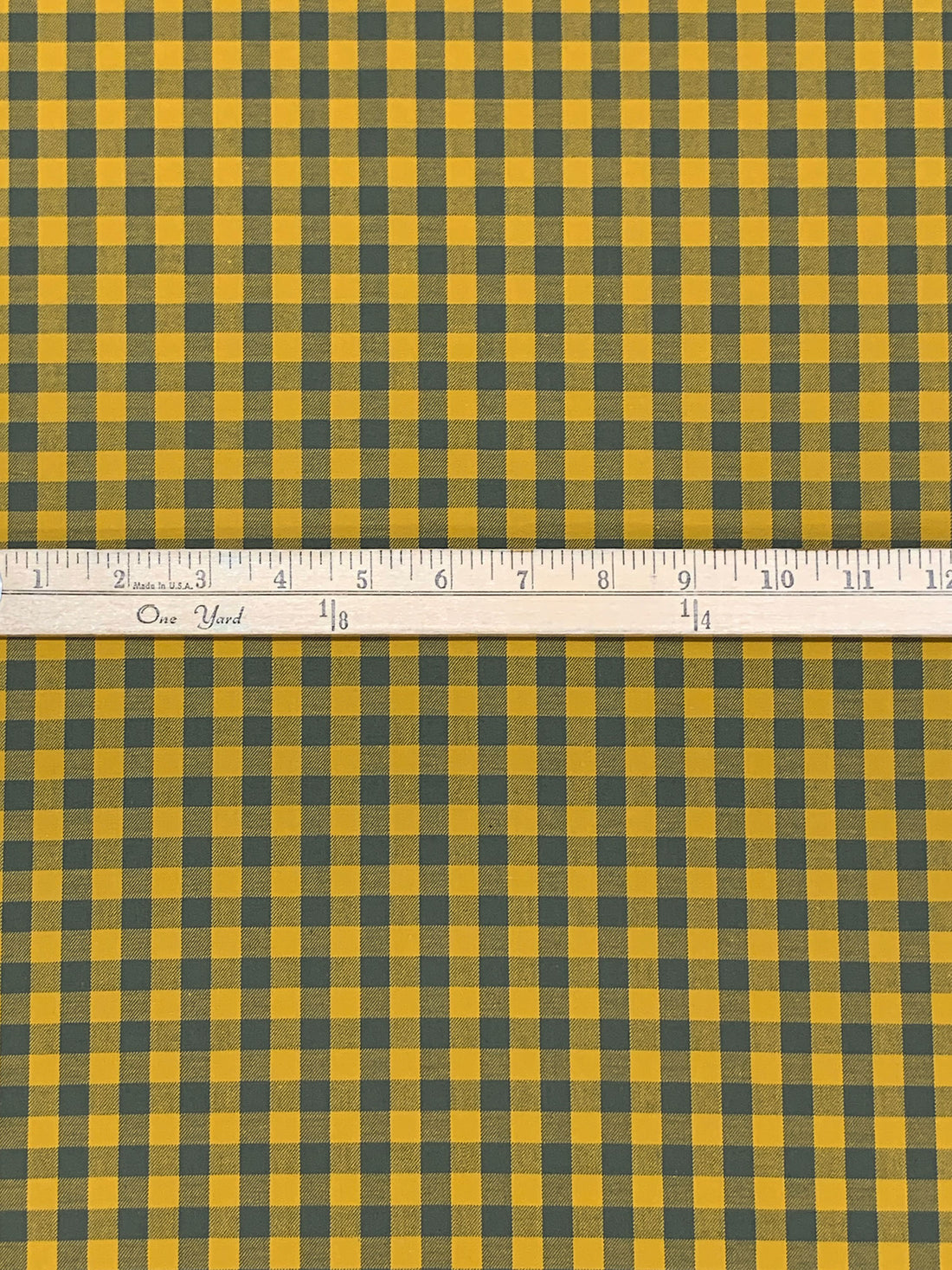 Deep Willow Green/Dark Goldenrod 100% Cotton Gingham Check Plaid Weave Shirting - Imported From Japan - 43W
