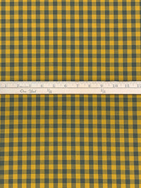 Deep Willow Green/Dark Goldenrod 100% Cotton Gingham Check Plaid Weave Shirting - Imported From Japan - 43W
