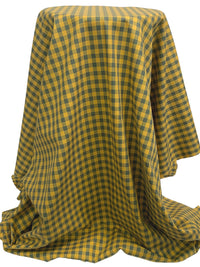 Deep Willow Green/Dark Goldenrod 100% Cotton Gingham Check Plaid Weave Shirting - Imported From Japan - 43W