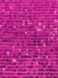 Royal Fuchsia 100% Nylon Horizontal Sequins On Netting - NY Designer - 55W