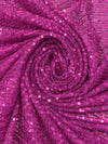 Royal Fuchsia 100% Nylon Horizontal Sequins On Netting - NY Designer - 55W