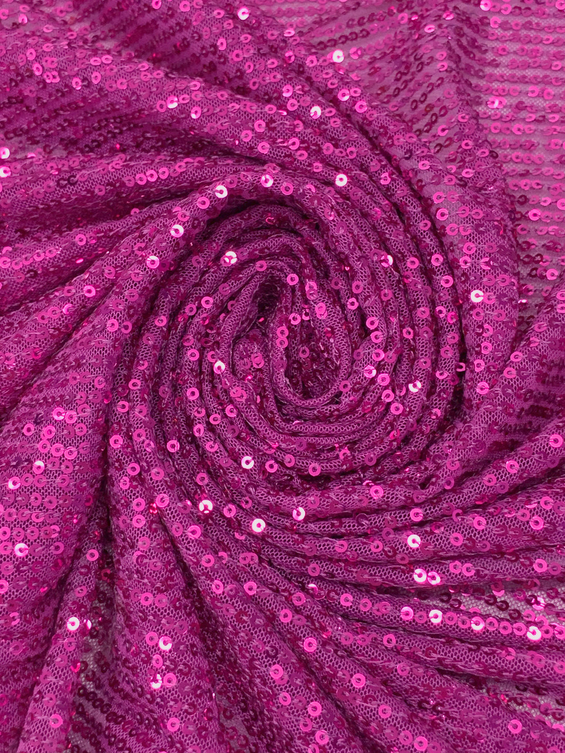 Royal Fuchsia 100% Nylon Horizontal Sequins On Netting - NY Designer - 55W