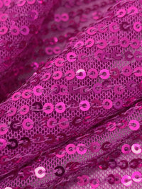 Royal Fuchsia 100% Nylon Horizontal Sequins On Netting - NY Designer - 55W