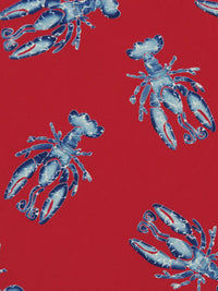 Cherry Red/Sapphire/White/Carolina Blue 100% Polyester Lobster Print Board Short Woven 58W