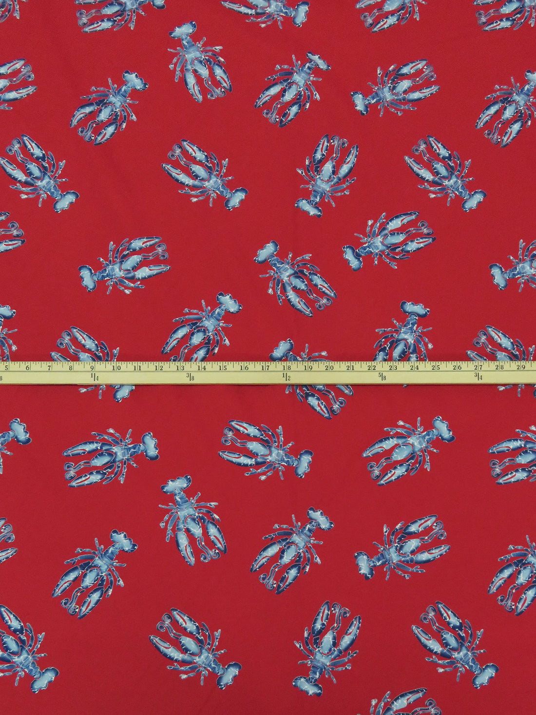 Cherry Red/Sapphire/White/Carolina Blue 100% Polyester Lobster Print Board Short Woven 58W