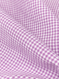 White/Orchid 100% Cotton Mini Check Seersucker Shirting 56W