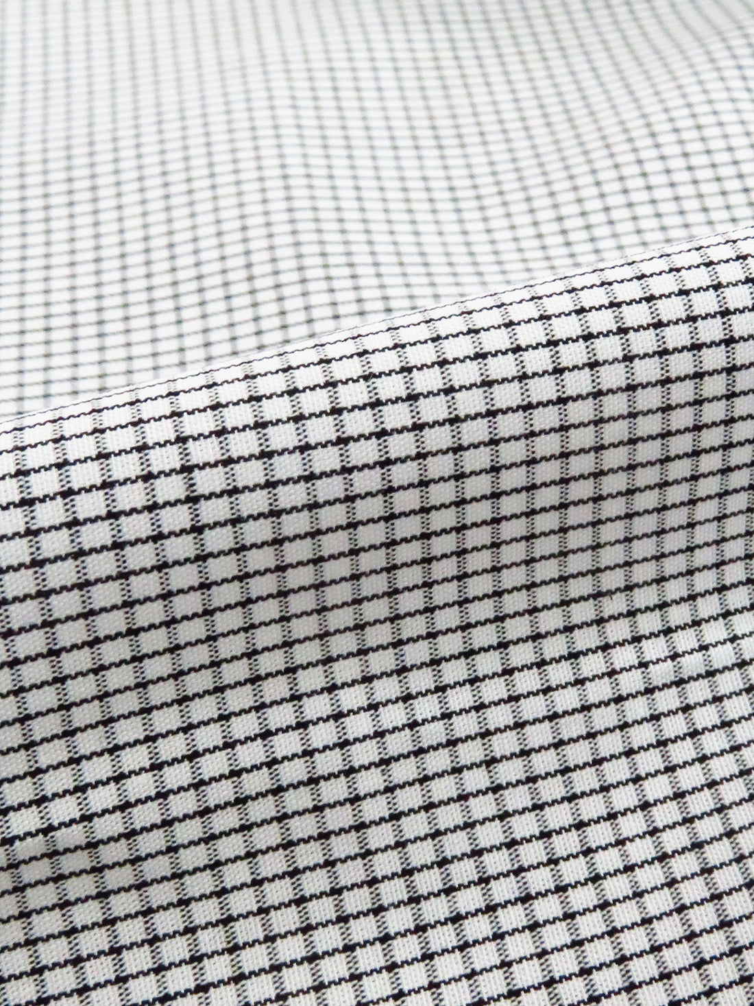 Black/White 100% Cotton Mini Windowpane Shirting - Imported From Japan - 44W