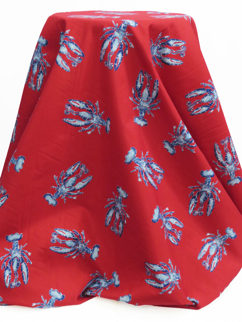 Cherry Red/Sapphire/White/Carolina Blue 100% Polyester Lobster Print Board Short Woven 58W