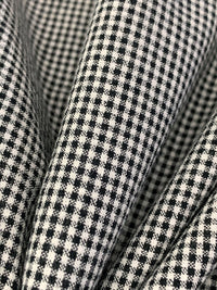 White/Black 100% Cotton Mini Check Seersucker Shirting 56W