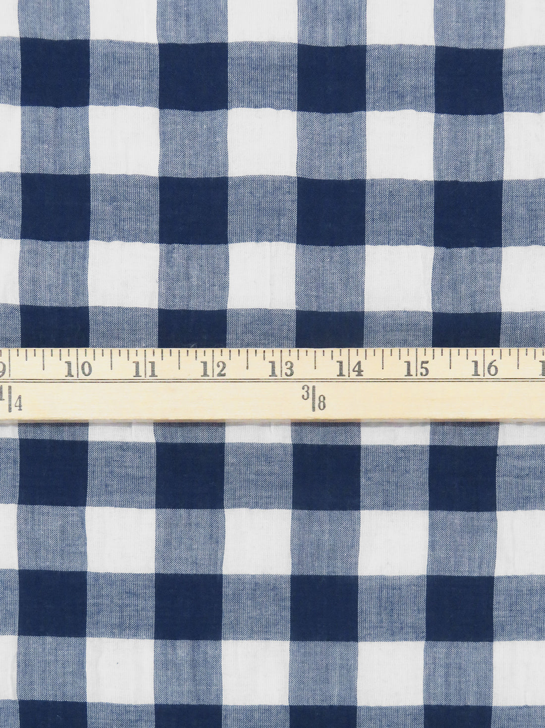 Ghost White/Lapis Blue 100% Cotton Check Plaid Washed Voile 58W