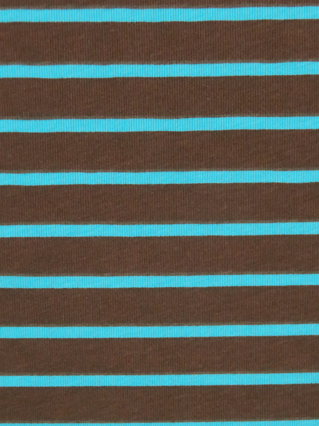 Chocolate Brown/Pacific Blue 100% Cotton Horizontal Stripe Print Jersey Knit 70W