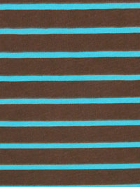 Chocolate Brown/Pacific Blue 100% Cotton Horizontal Stripe Print Jersey Knit 70W