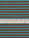 Chocolate Brown/Pacific Blue 100% Cotton Horizontal Stripe Print Jersey Knit 70W