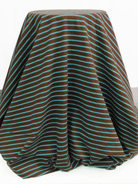 Chocolate Brown/Pacific Blue 100% Cotton Horizontal Stripe Print Jersey Knit 70W