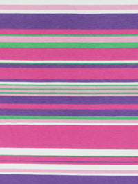 Dark Fruit Punch Pink/Amethyst/Lizard Green/Cherry Pink Cotton/Lycra Horizontal Stripe Print Jersey Knit 58W