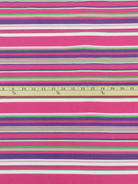 Dark Fruit Punch Pink/Amethyst/Lizard Green/Cherry Pink Cotton/Lycra Horizontal Stripe Print Jersey Knit 58W