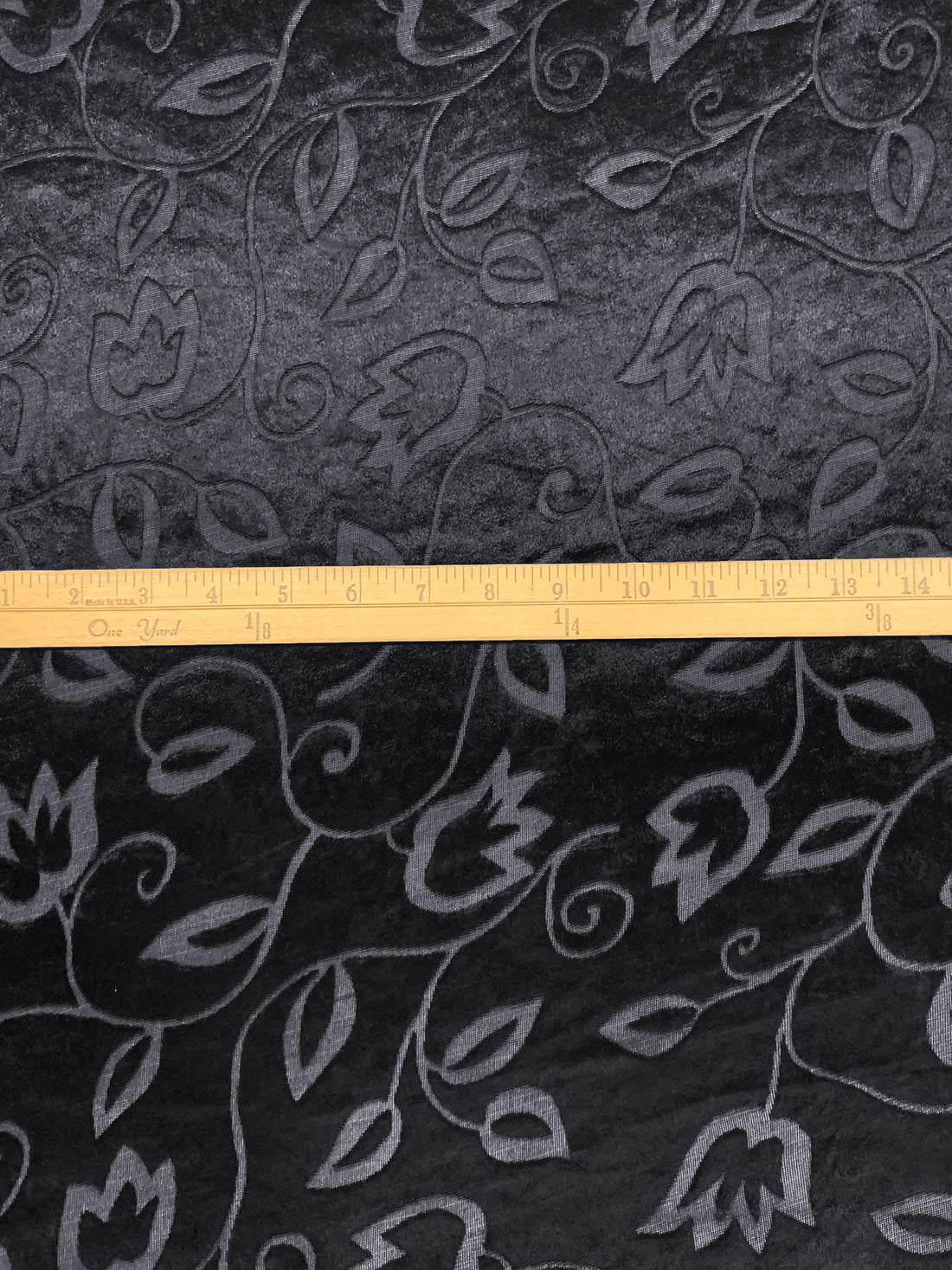 Cool Black Polyester/Lycra Floral Vines Burnout Velvet Knit 60W