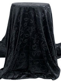 Cool Black Polyester/Lycra Floral Vines Burnout Velvet Knit 60W