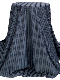 Slate Blue Polyester/Lycra Vertical Ribbon Stripe Velvet Knit 60W