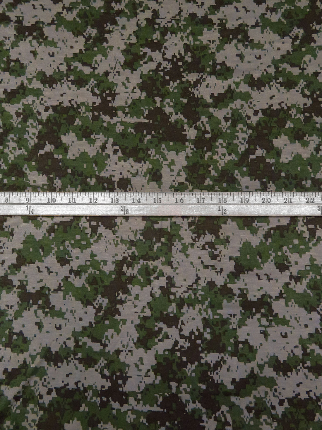 Deep Forest Green/Dark Bistre/Nile Clay Rayon/Lycra Pixelated Camo Print Jersey Knit 61W