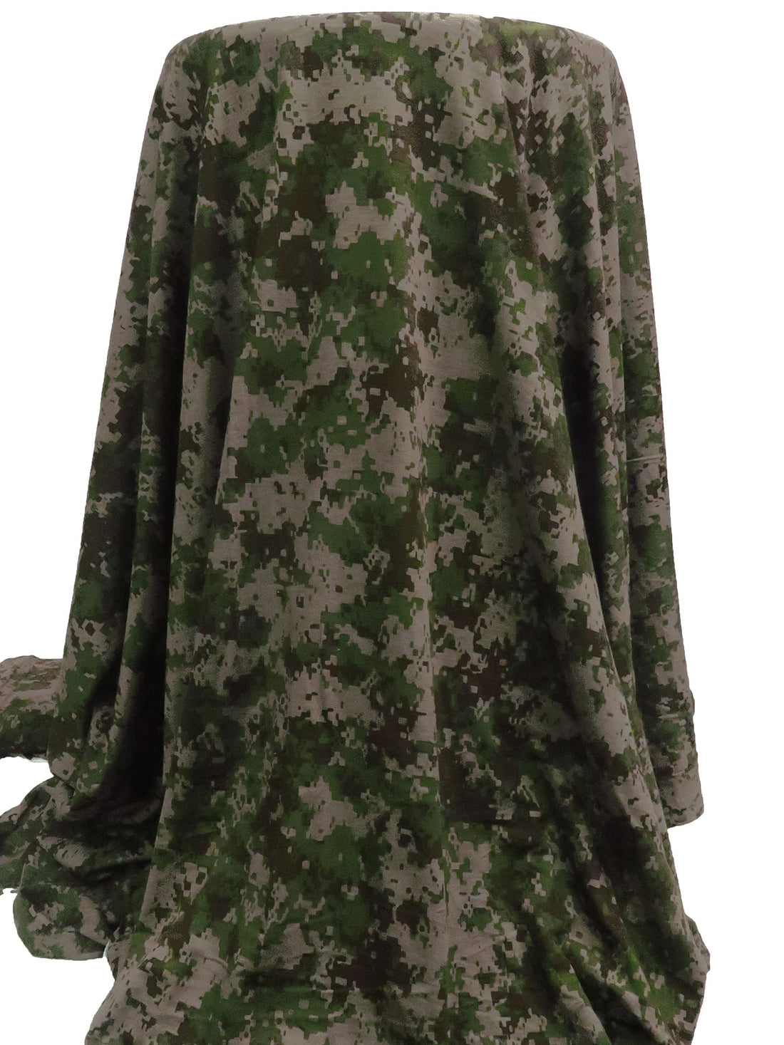 Deep Forest Green/Dark Bistre/Nile Clay Rayon/Lycra Pixelated Camo Print Jersey Knit 61W
