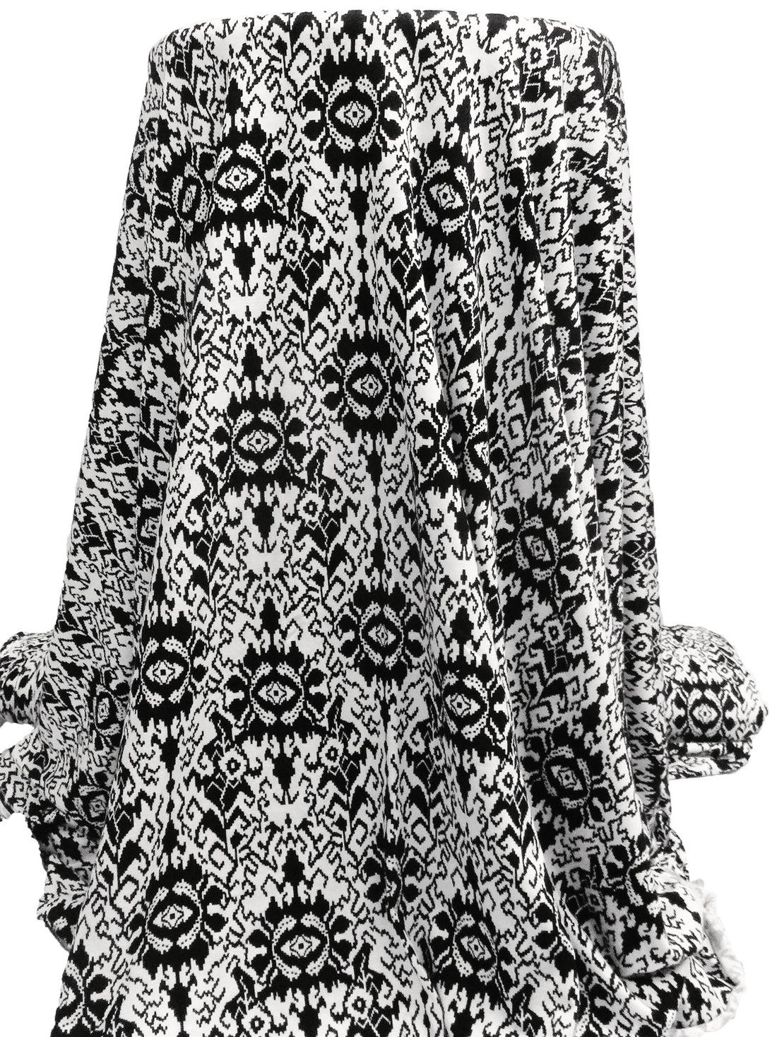 Black/White Rayon/Lycra Abstract Pixel Print Jersey Knit 60W