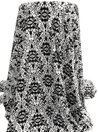 Black/White Rayon/Lycra Abstract Pixel Print Jersey Knit 60W
