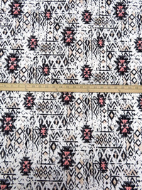 White/Black/Salmon Pink/Light Apricot Polyester/Lycra Distressed Geometric Print DTY Knit 59W