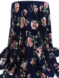 Midnight Blue/Medium Carmine/Deep Purple/Multi Rayon/Lycra Floral Stem Print Jersey Knit 63W