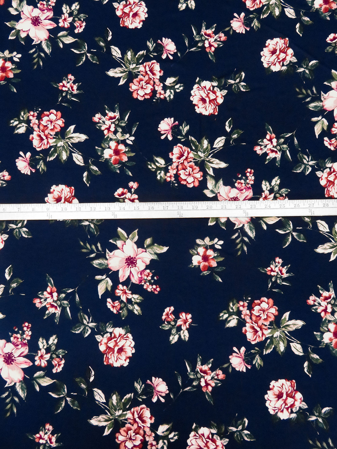 Midnight Blue/Medium Carmine/Deep Purple/Multi Rayon/Lycra Floral Stem Print Jersey Knit 63W