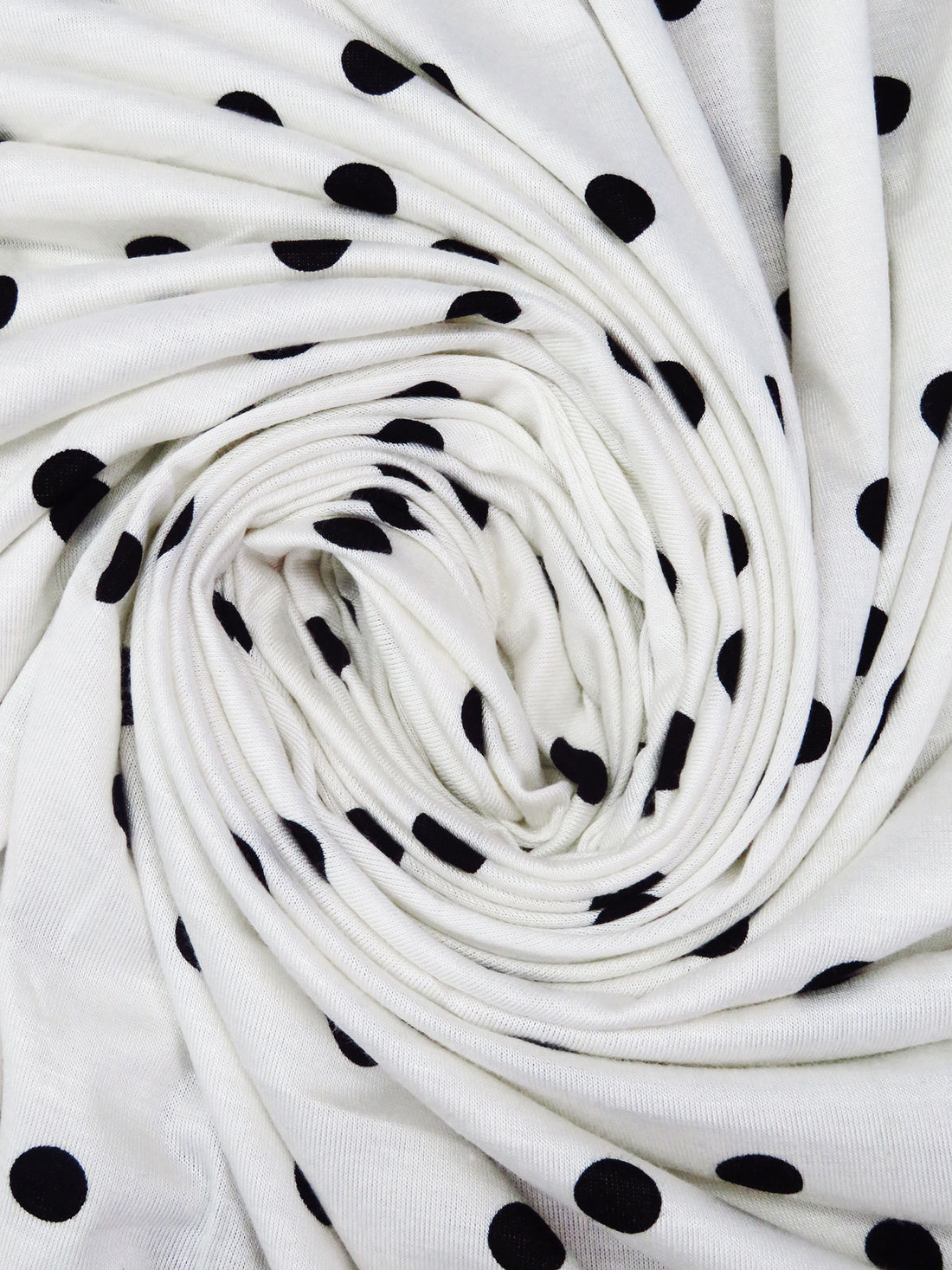 Off-White/Black Rayon/Lycra Dot Print Jersey Knit 59W