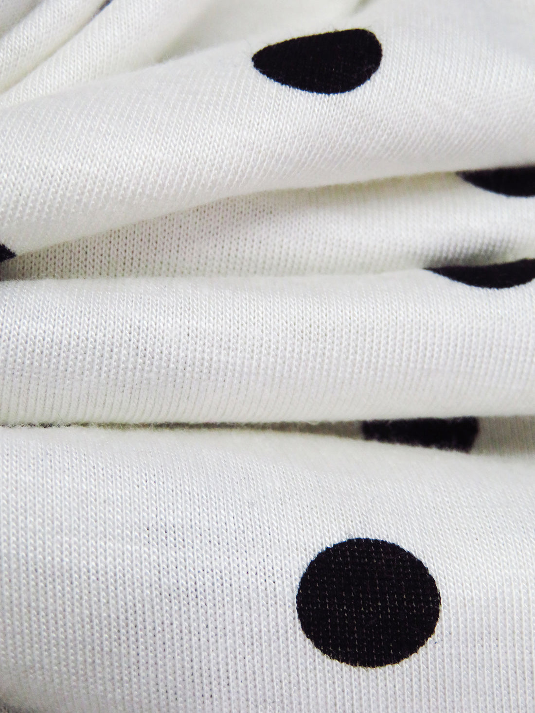 Off-White/Black Rayon/Lycra Dot Print Jersey Knit 59W