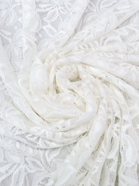 Soft White 100% Polyester Floral Lace Netting - Famous Dress Designer - 56W