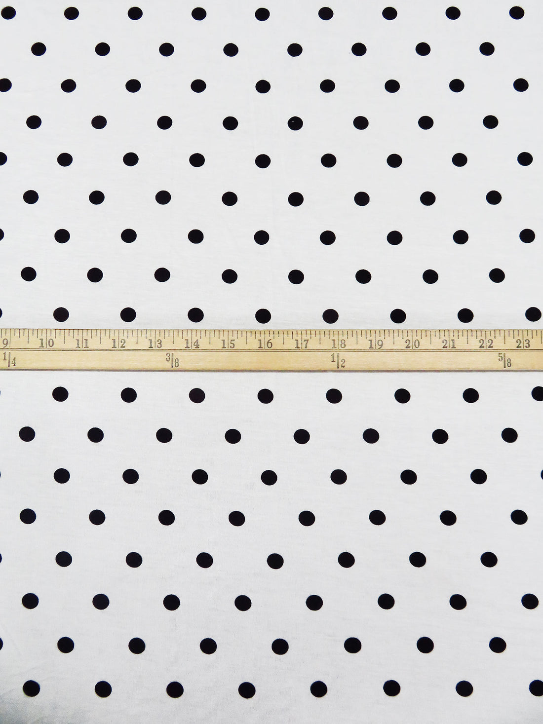 Off-White/Black Rayon/Lycra Dot Print Jersey Knit 59W