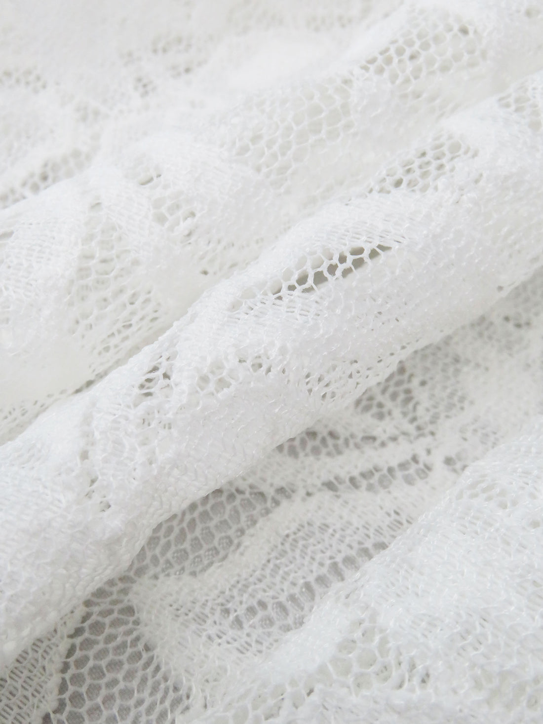 Soft White 100% Polyester Floral Lace Netting - Famous Dress Designer - 56W